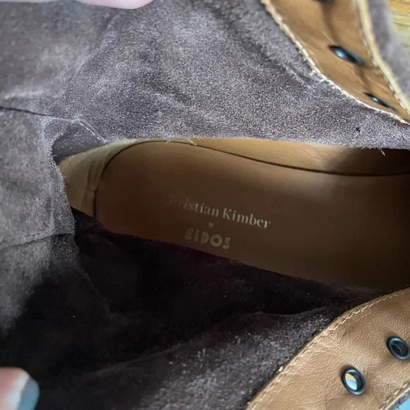 Christian Kimber x Eidos Brown Suede Combat Boots Men’s Size 8 - Picture 4 of 5